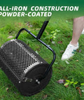 Heavy Duty Compost Spreader For Lawn And Yard Care, Fertilizer And Peat Moss Spreader Roller With Adjustable Handle, Metal Mesh Design