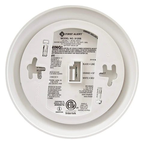 Back view of Plug-In Carbon Monoxide Alarm With Battery Backup And Smoke Detector - Hardwired Safety Sensor For Home Protection