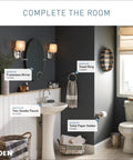 Bathroom with Brecklyn Spot Resist Brushed Nickel Two-Handle Centerset Lavatory Faucet near mirror and towel ring