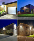 2 Pack 100W LED Flood Light With Knuckle Outdoor Dusk To Dawn Photocell 5000K 14000 Lumens illuminating homes and buildings