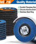 40-pack of 4-1/2 inch flap discs for angle grinders with blue zirconia abrasive, 40 grit