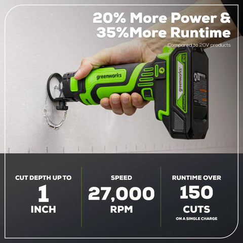 24V Cordless Rotary Cutout Tool With 27000 RPM Power, Built For Drywall Pros And DIYers, Includes 2Ah Battery And Charger in use