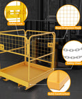Rock Solid Forklift Safety Cage 36 X 36 Inches features safety lock, steel protection mesh, and solid construction for aerial tasks.