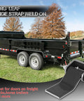 Heavy Duty Steel Dump Trailer Hinges With Strap Style Leaf Design Badass Grade Construction for vehicles, 7.125 inch long, mounted on trailer.