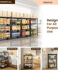 4 Tier Foldable Storage Shelf On Wheels Easy Grab And Go Rolling Cart for pantry with various snacks and beverages displayed