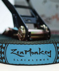 Zen Monkey logo on 60 Feet Slackline Kit With Tree Guards, Carry Bag, And Easy Setup For Family Fun, Kids And Adults, Durable Ratchet