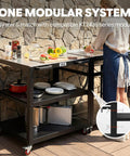 Heavy Duty Outdoor Pizza Oven Table 36 By 24 Inches With Locking Wheels 304 Stainless Steel Worktop Built Tough Three Shelf Prep Unit For Deck Patio BBQ And Parties