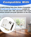 Two Pack Sliding Patio Door Rollers With 1-1/2 Inch Steel Ball Bearings, Adjustable Wheel Height For Smooth Quiet Operation