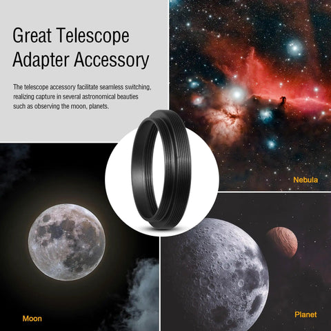 Telescope Adapter M48X0.75 To M42X0.75 And M42X1 Female To M42X0.75 Male, Converts To T2 Male, in front of nebula, moon, planets
