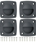 Nylon Flush Pull Hatch Handle 4 Pack For Boats Recessed Square Lid Boat Accessory Saltwater Ready with screws displayed