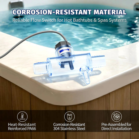 Flow Switch Replacement Part 2560 040 For Hot Tubs Fixes FLO FL1 FL2 Errors With No Sweat Install Reliable Spa Water Flow Sensor Replacement To Get Your Soaking Sessions Back On Track, clear tee