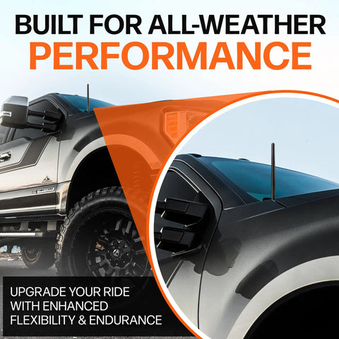 Six And Three Quarter Inch Short Truck Antenna For Ford F 250 2017 To 2026 visible on truck, built for all-weather performance.