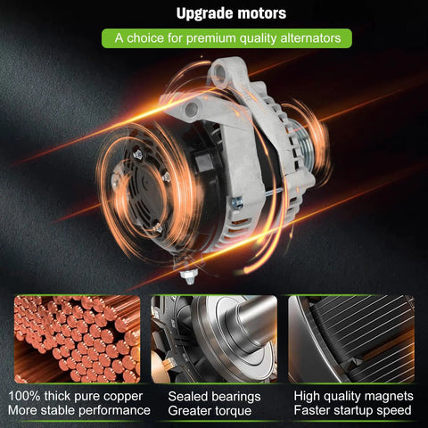 Beefed Up 12V 160A CW Six Groove Car Alternator Replacement For Dodge Ram 1500 2009 2010 displayed with features