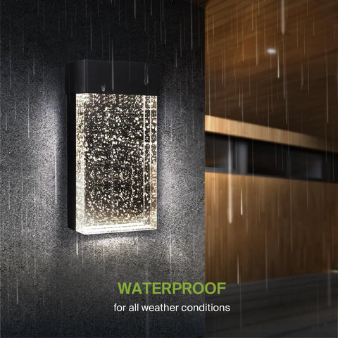 Bubble Glass LED Wall Light Fixture 10 Inch Sleek Dope 10W 400LM 120V 3CCT 3000K-5000K Dimmable Waterproof Exterior Mounted