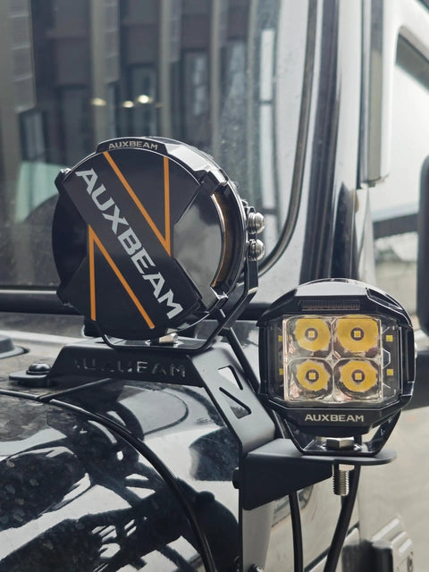 Dual A Pillar LED Pods Off Road Mounting Brackets Set For Wrangler JL And JK No Drill Easy Bolt On Brackets Pack Of 2 with lighting