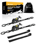 Heavy Duty Self Retracting Ratchet Straps 10 Feet 1500 Lb Break Strength 2 Pack Retractable Tie Down Straps with packaging