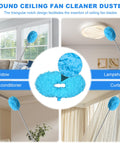 Round Ceiling Fan Cleaner Duster With Adjustable Extension Pole And Interchangeable Head Cleaning Windows, Lampshades, and Curtains