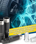 10 Spline Lug Nut Socket Kit For Bimecc 10 Spline Lug Nuts And Bolts Replacement Key in front of car wheel illustration