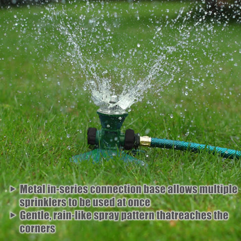 Heavy Duty Metal Square Lawn Sprinkler 360 Degree Rotary Water Sprinkler For Yard And Garden Connectable Automatic Irrigation System Up To 35 Ft Diameter Coverage Rust-Resistant And Durable installed on grass