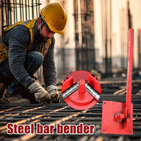 Steel Rod Bender For 8mm And 10mm Metal Rods Heavy Duty Metal Bending Tool displayed on construction site.
