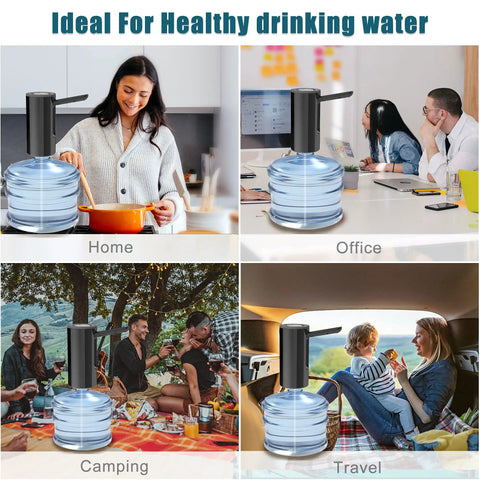 Foldable Water Dispenser Pump For 5 Gallon Bottles, Portable USB C Electric Submersible Jug Pump For Camping And Home Office