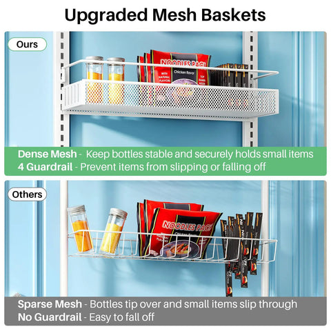 8 Tier Over The Door Organizer With Grip Tight Adjustable Hook And Flexi Baskets Huge White Closet Rack That Hooks Up Quick And Keeps Your Stash Neat Without Any Headaches Or Hassle