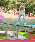 Girl playing with Toddler Golf Set For Boys And Girls Ages 2 3 4 With Upgraded Kids Golf Cart, Putting Mat, And Cornhole Board