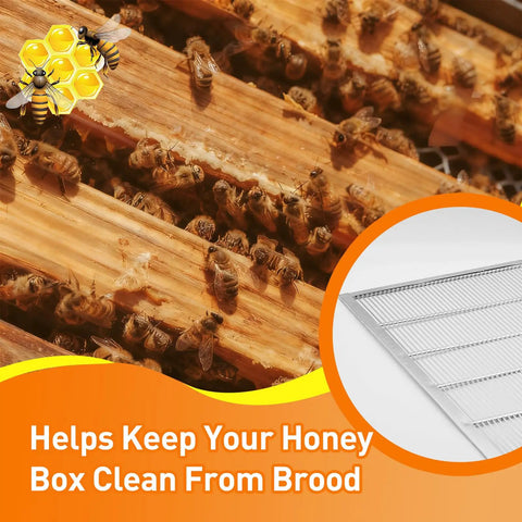 Two Pack Queen Excluder For 10 Frame Hives, Metal Beekeeping Excluder With Universal Fit, 20.11 By 16.22 Inches, in use with bees