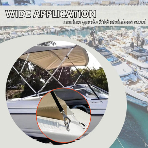 Adjustable Bimini Top Straps For Boats Marine Webbing With Stainless Steel Snap Hooks Heavy Duty UV Resistant 2 Pack