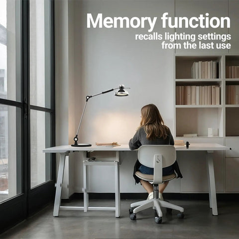 Led Desk Lamp With Gesture And Touch Control For Home Office, Tall Swing Arm Task Light, Eye Care Lighting Up To 1500 Lux, Dimmable Brightness With 12 Levels And 3 Color Temperatures, Weighted Metal Base For Stable Zoom Ready No Fuss Setup