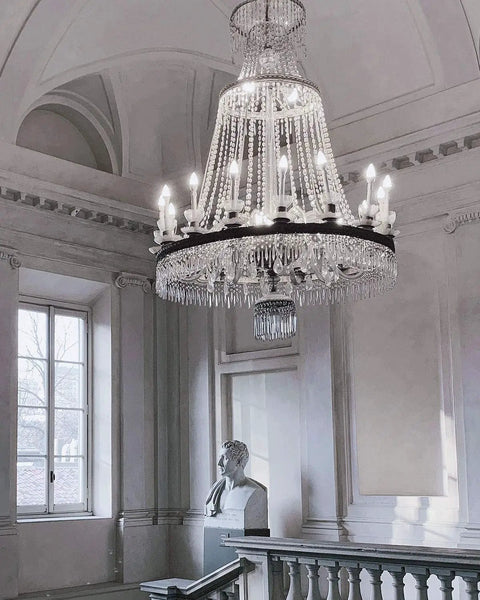 Elegant chandelier with Bright 5.5W LED B11 Candelabra Bulbs 5000K Daylight White Not Dimmable 40W Equivalent in classic room