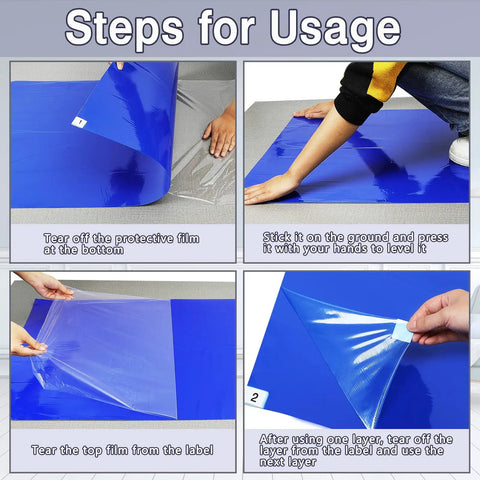 Steps for using Pro Heavy Duty Sticky Rubber Tacky Mats 24 By 36 Inches Blue Floor Mats For Workshops And Garages Snag Dust And Grime Like A Champ 300 Sheets Industrial Bulk Deal.