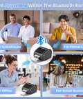 Bluetooth Thermal Shipping Label Printer For 4x6 Rolls And Wide Fan Fold Paper With Spacious Built In Storage Tray in various use cases.