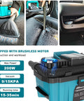 Cordless Shop Vac With 2.5 Gallon Capacity Brushless Motor Wet Dry Vacuum With HEPA Filter being used in car detailing.