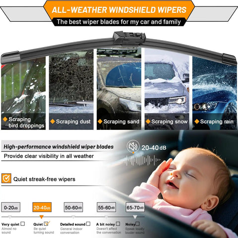 Must Have All Season Windshield Wiper Blades Set For Subaru Crosstrek Impreza 2018 2023 with bird droppings to snow removal