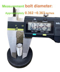 Caliper measuring bolt diameter of Heavy Duty Screw In Furniture Levelers Feet 4 Pack with 3/8-16 Threaded Bolts for tables and chairs.