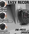 Awesome Stealthy 1080p Body Camera With Night Vision And 64gb Built In Storage Super Portable Wireless Spy Cam dimensions and controls
