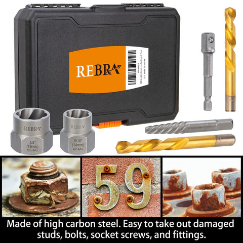 Heavy Duty Screw And Bolt Extractor Kit 31-Piece With Left-Hand Drill Bits, extractors, and case shown.