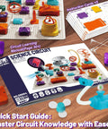 Circuit Science Kit for Kids With 76 STEM Projects with instruction cards, components, and manual on wooden surface