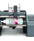 Hustle Ready Semi Automatic Label Applicator For Cylindrical Bottles Cans Jars And Tubes With No Sweat Setup and Smooth Operation Up to 1200 Per Hour For Production Lines showing two bottles being labeled.