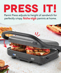 Dash MultiMaker Flex Press Grill With Swap-It Plates, Electric Indoor Countertop Nonstick Removable Cooking Surfaces For Burgers Sandwiches And Breakfast Made Easy With Forg Iron Build, panini press with adjustable height.