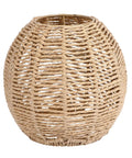 Set Of 3 Retro Rattan Woven Pendant Light Covers Boho Handwoven Natural Lamp Shades Bulb Guard Cages For Pendant Lights And Ceiling Fans Brown Home Decor showing a detailed view of a single woven cover highlighting its texture.
