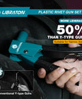 Lightweight 90 Degree Plastic Rivet Gun Kit With One Hand Riveter held in hand for automotive and electronics use