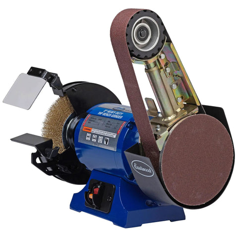 No Sweat Heavy Duty 2X36 Belt Grinder Attachment With One Horsepower Motor Bench Grinding Kit for sharpening and polishing.