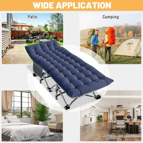 Heavy Duty Folding Camping Cot With Mattress For Adults 2 Pack Portable Sleeping Cot Beds in patio, camping, bedroom, office