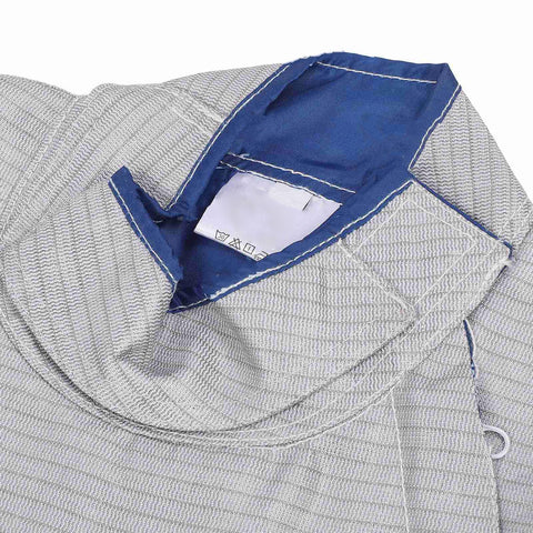Close-up of adjustable collar on Electric Fencing Lame Jacket With Adjustable Collar And Durable Non Washable Metal Vest For Foil Competition Training Right Hand Size 44 Built For Pro Style Practice And Official Matches.