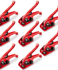 Eight-pack of Beefy Heavy Duty Poly Strapping Tensioner And Cutter Handheld Banding Tool in red aluminum and steel
