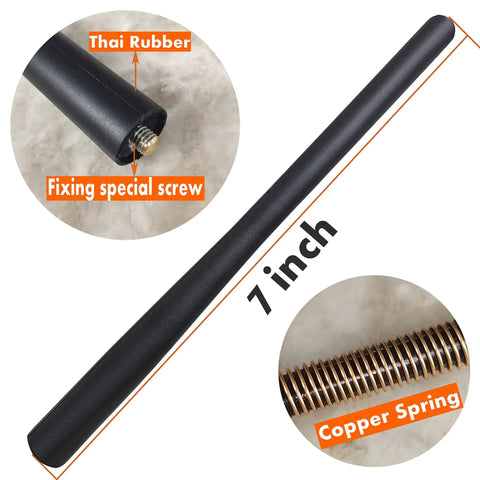 7 Inch Car Wash Proof Rubber Antenna For Nissan Versa 2012 To 2019, Internal Copper Coil Mast Replacement, detail view of material and screw