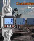 Heavy Duty Digital Crane Scale 22,000 Lb Hanging Scale With Peak Hold Function And Kg And Lb Unit Switching Industrial Grade Weight Measurement Tool For Construction Warehousing And Shipping showing digital display