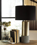 Modern Metal Table Lamp Set With Drum Shades 3 Way Switch Gray And Brass Finish Poly Resin Base 15 Inch Wide 27.25 Inch Tall 2 Lamp Pack